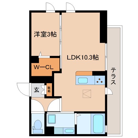 草薙駅 徒歩4分 1階の物件間取画像